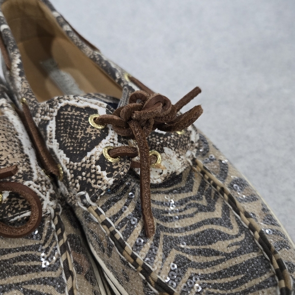 🐢 Sperry Top Sider Sequin Animal Print Boat Shoes Size 9 - Picture 7 of 12